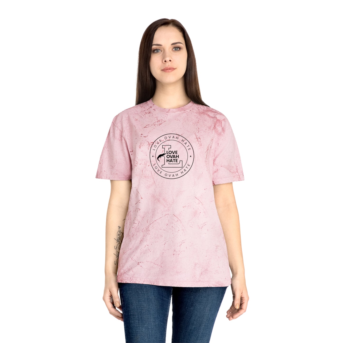 Love Ovah Hate Color Blast T-Shirt - Vibrant Tee for Casual Outings and Summer Gatherings.