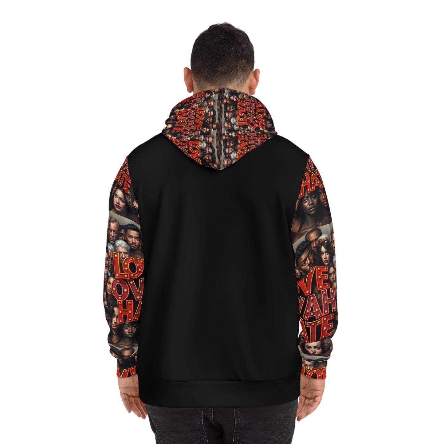 Love Ovah Hate Multicultural Fashion Hoodie - Vibrant and Bold Streetwear for Fashion Enthusiasts