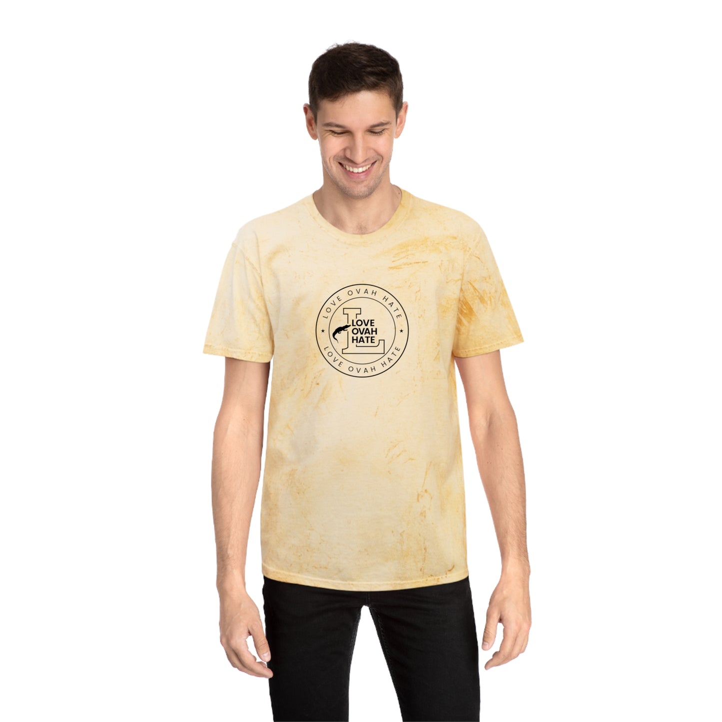 Love Ovah Hate Color Blast T-Shirt - Vibrant Tee for Casual Outings and Summer Gatherings.