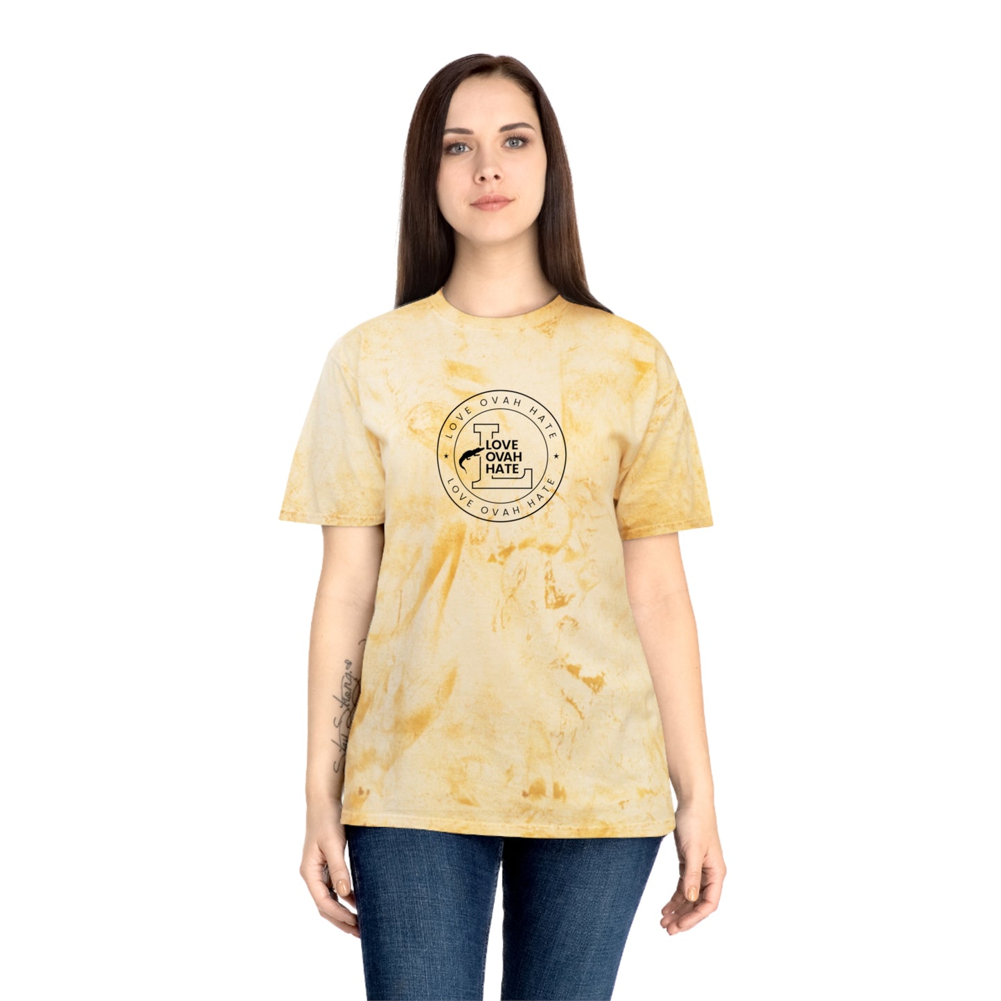 Love Ovah Hate Color Blast T-Shirt - Vibrant Tee for Casual Outings and Summer Gatherings.