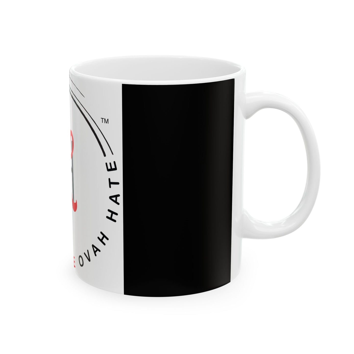 Love Ovah Hate Mug 11oz Positive Vibes Ceramic Cup for Coffee, Tea, and Chocolate Lovers