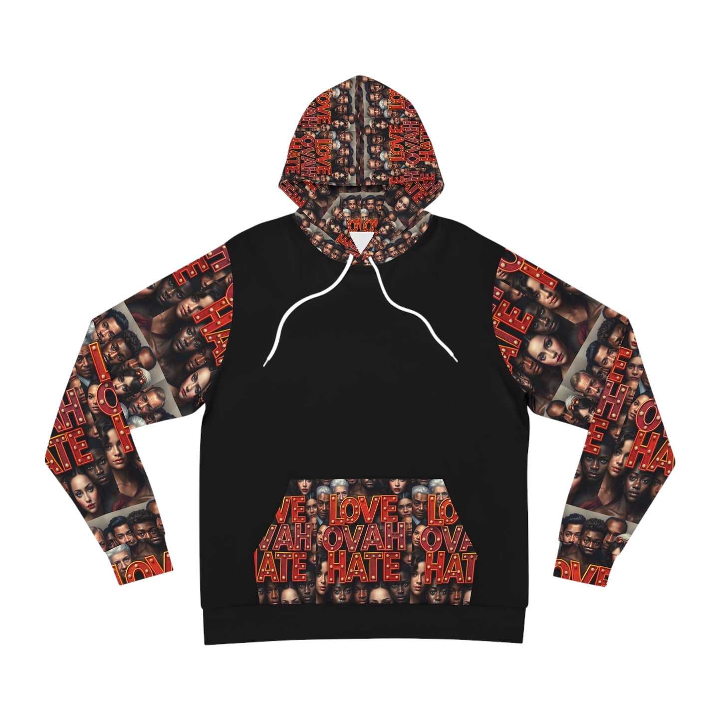 Love Ovah Hate Multicultural Fashion Hoodie - Vibrant and Bold Streetwear for Fashion Enthusiasts