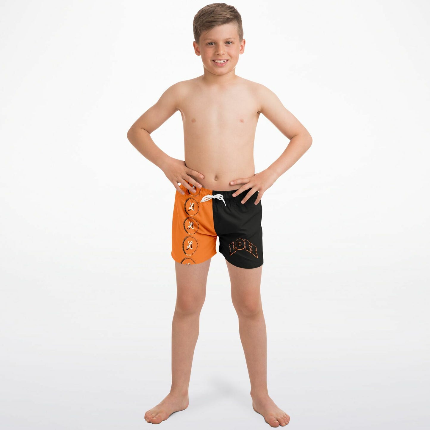 Trendy swim trunks for kids with elastic waistband from L.O.H.