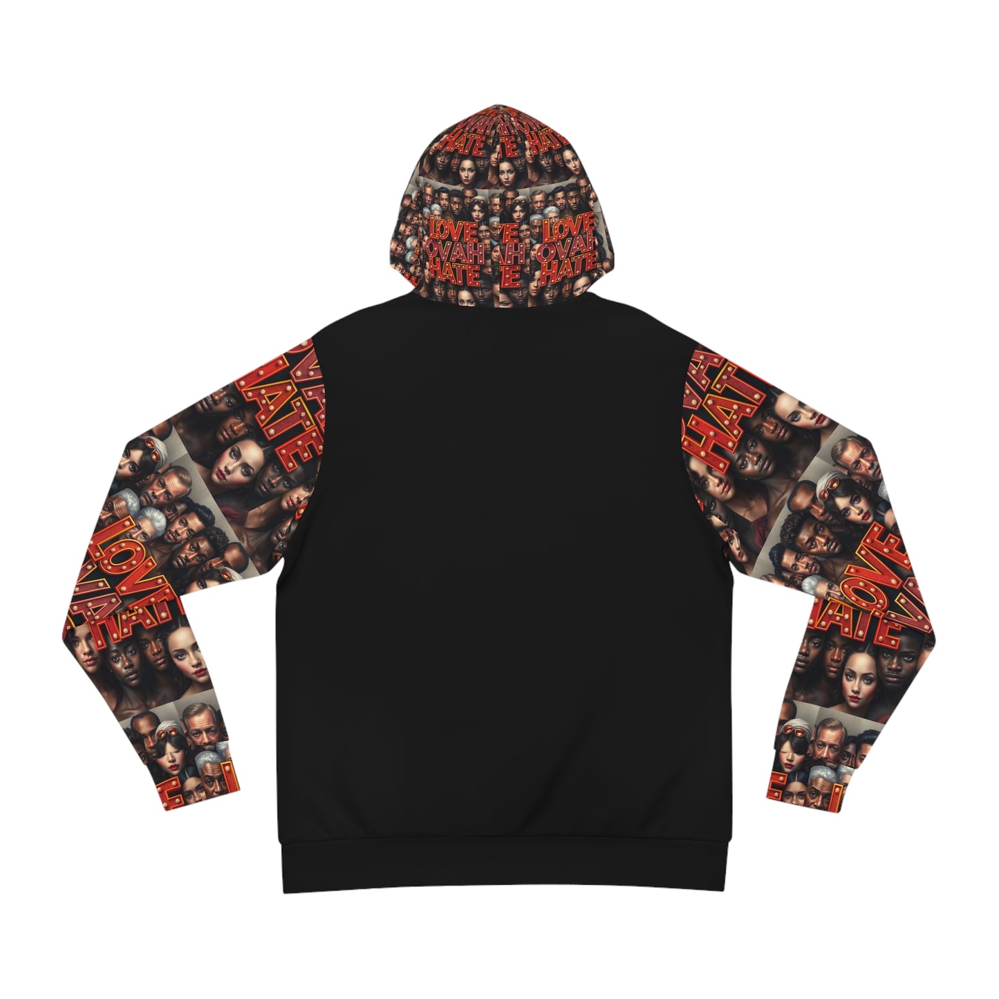 Love Ovah Hate Multicultural Fashion Hoodie - Vibrant and Bold Streetwear for Fashion Enthusiasts