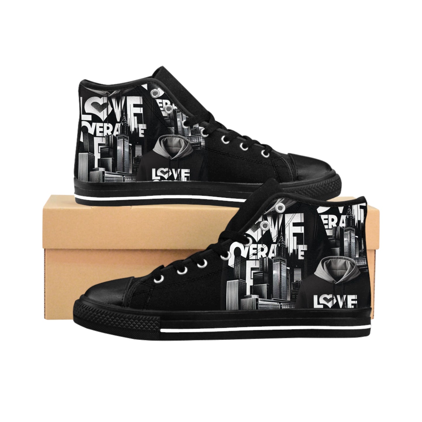 Love Ovah Hate High-Top Graffiti Classic Sneakers
