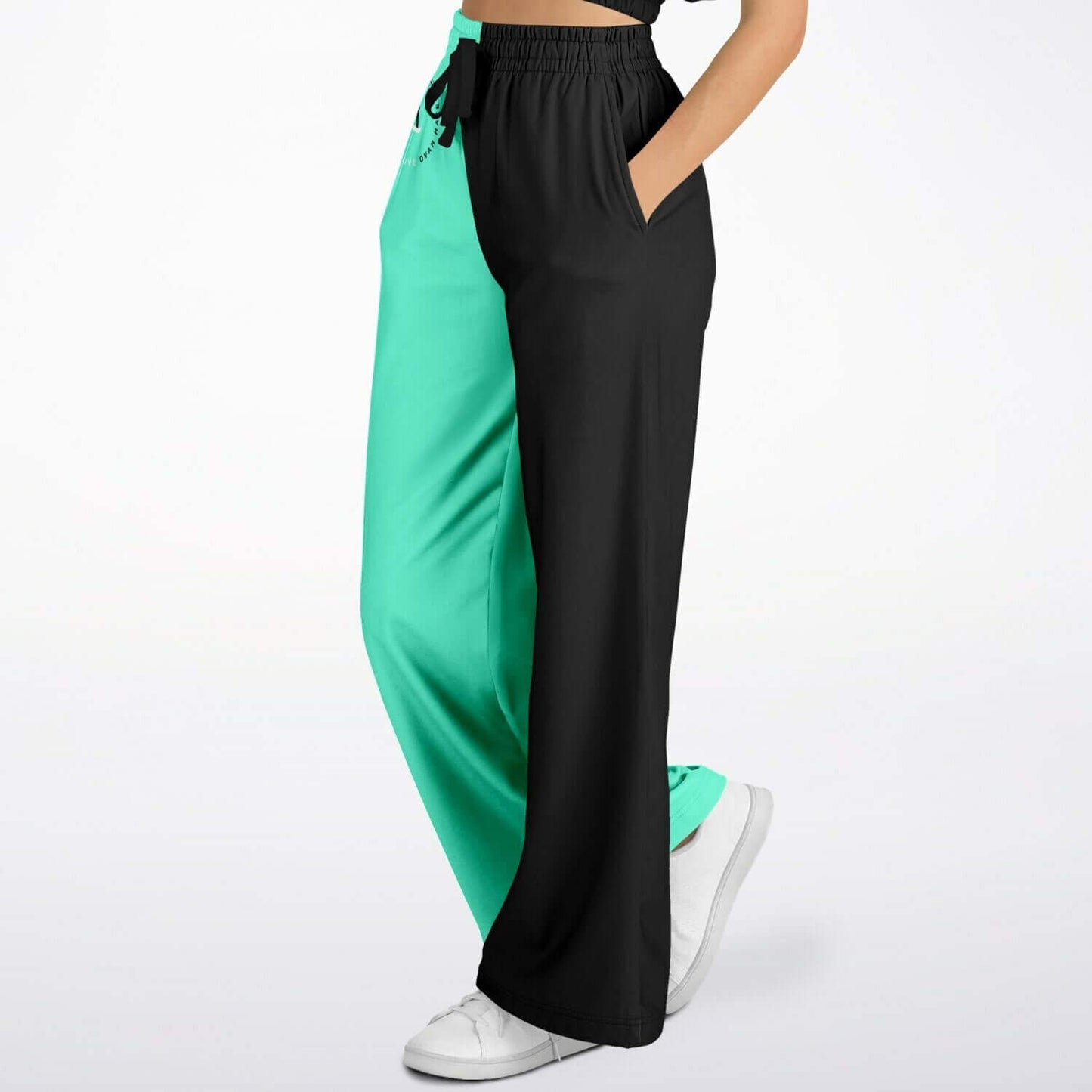 Black fashion flare joggers with side pockets