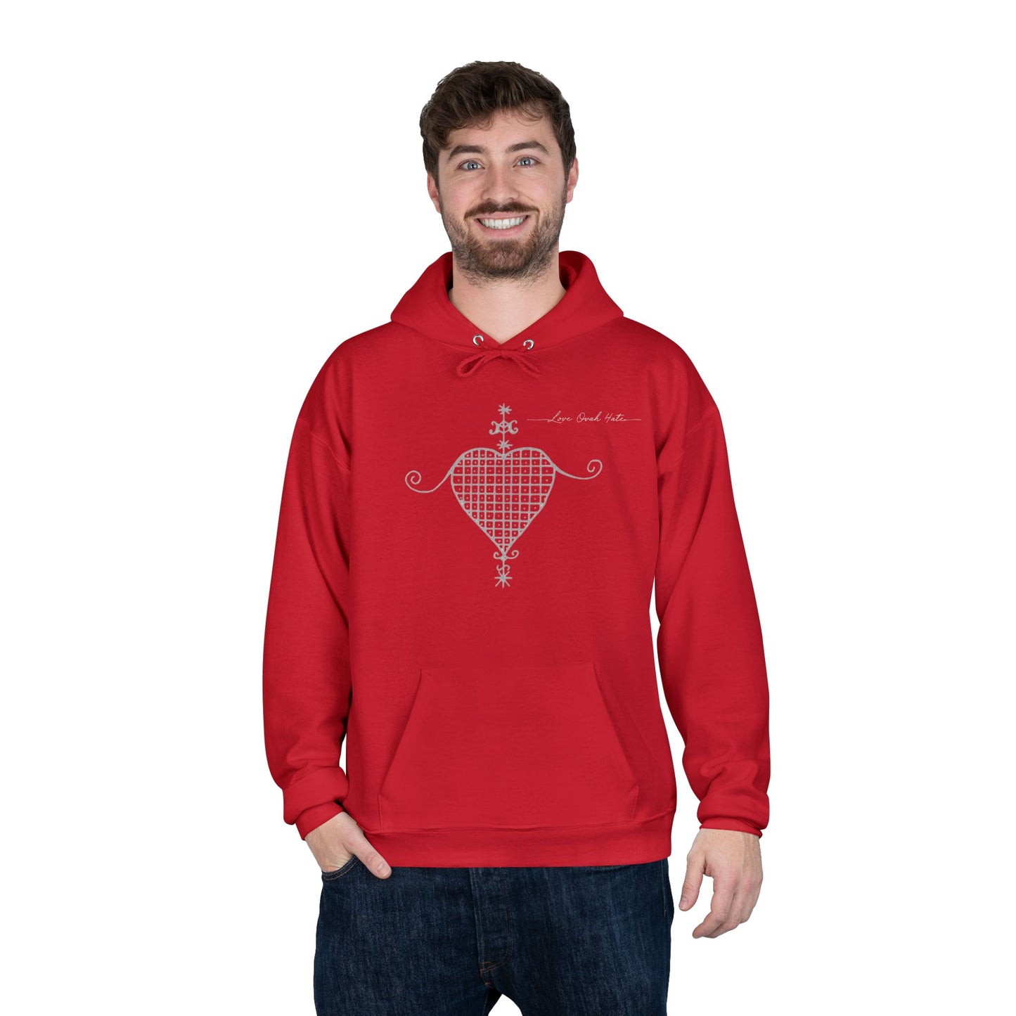 Love Ovah Hate Hoodie — Heart Grid Pullover