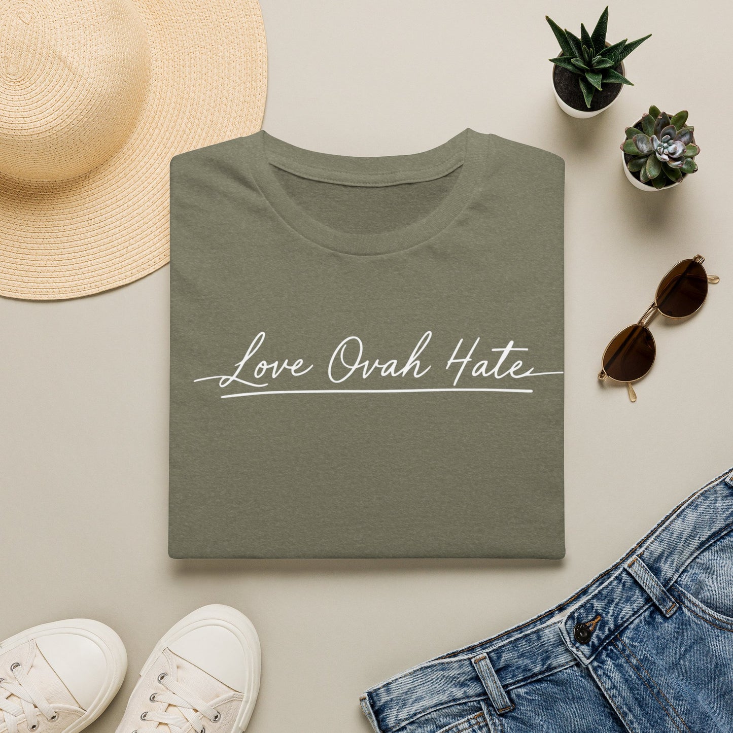 Love Ovah Hate T-Shirt — Handwritten Script Love Tee