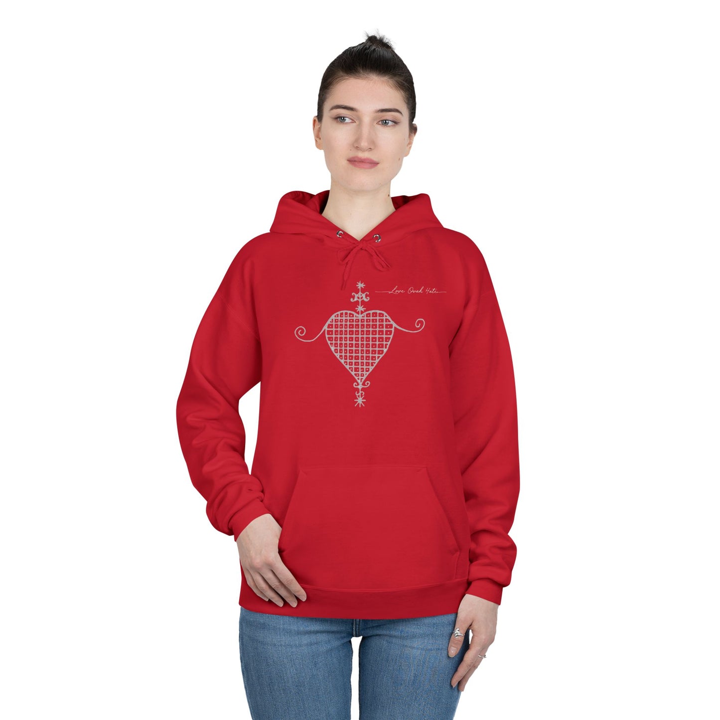 Love Ovah Hate Hoodie — Heart Grid Pullover