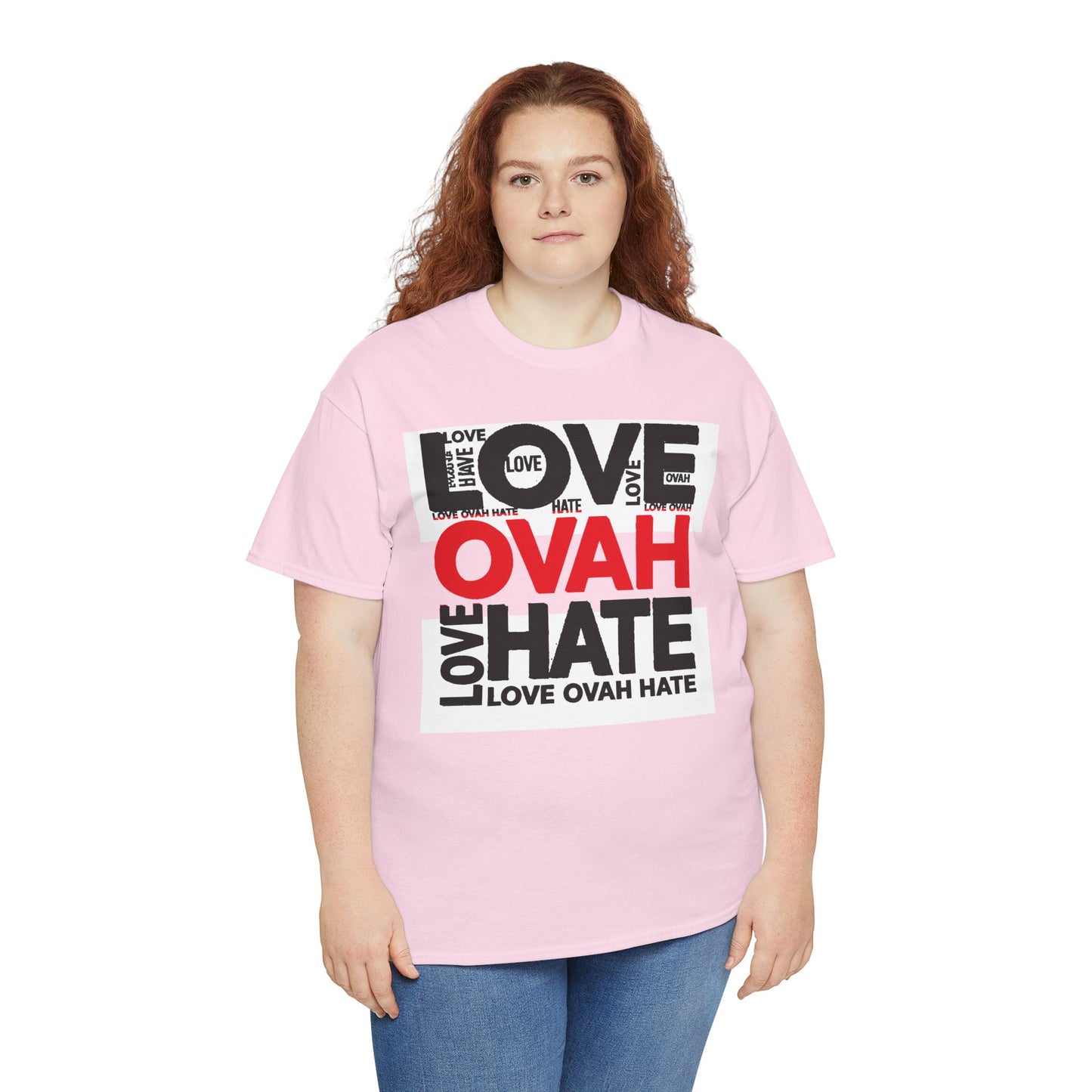 LOVE OVAH HATE— Bold Red & Black Statement Shirt