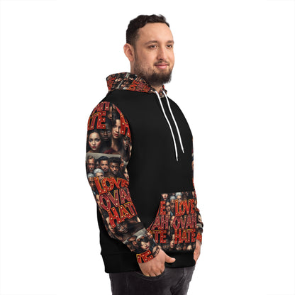 Love Ovah Hate Multicultural Fashion Hoodie - Vibrant and Bold Streetwear for Fashion Enthusiasts