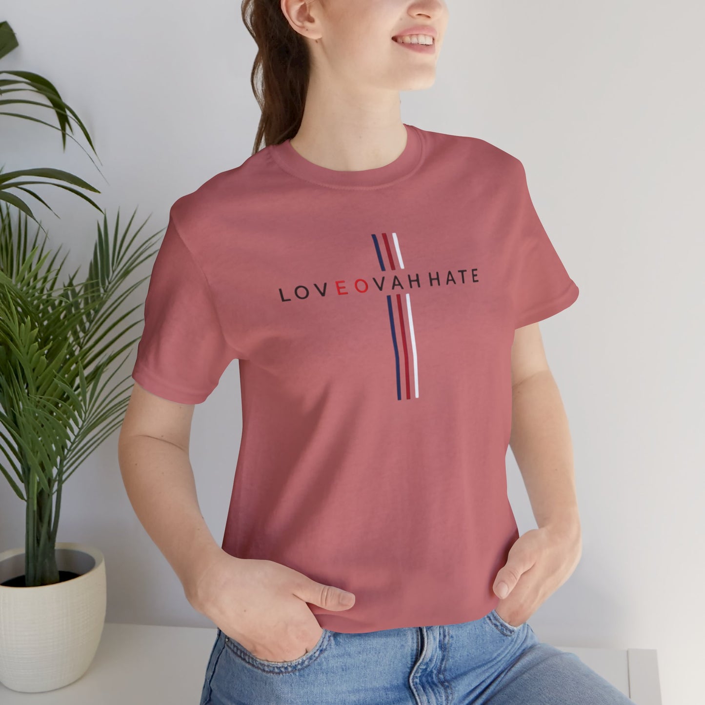 LOVEOVAHHATE Vertical Cross Graphic Tee