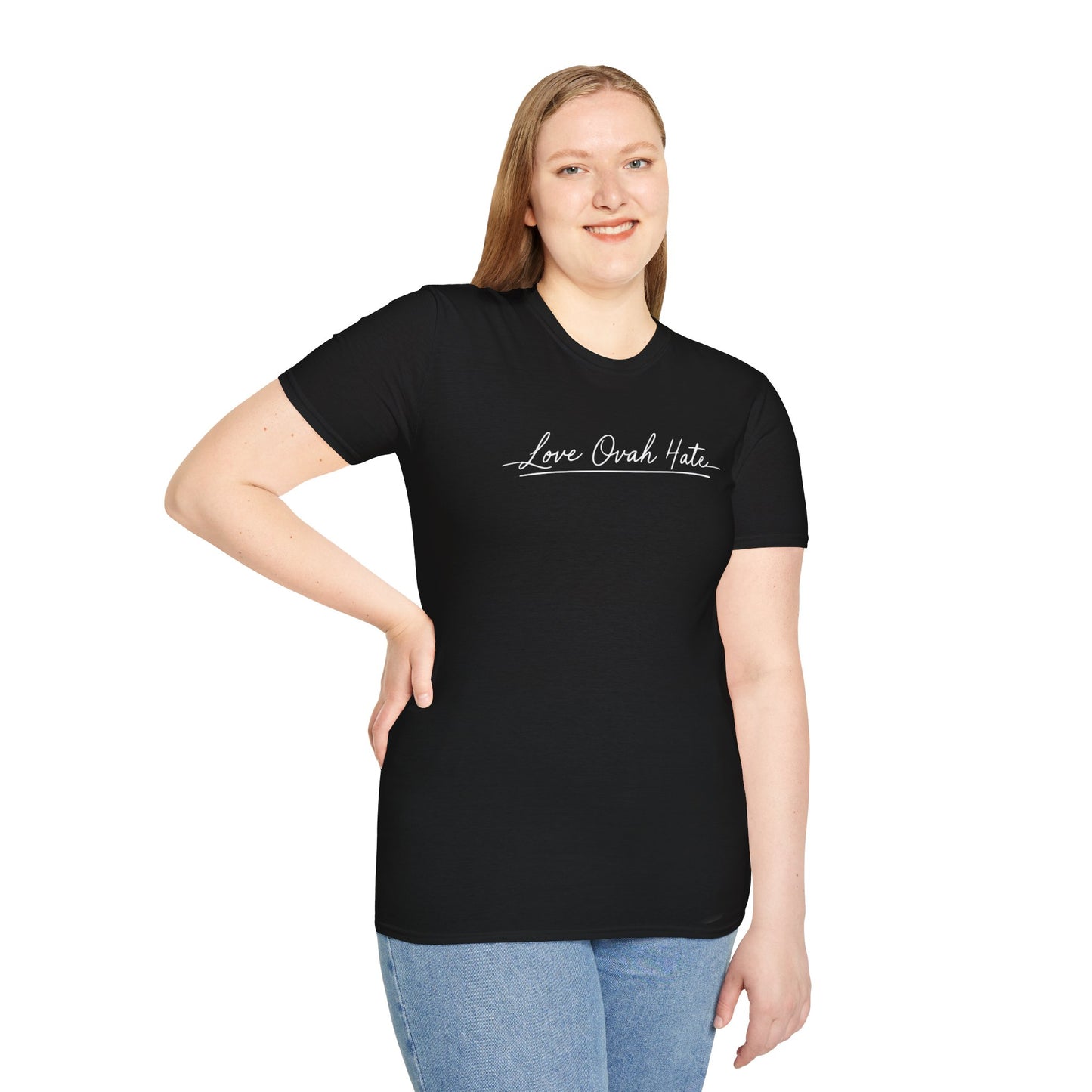 Love Ovah Hate T-Shirt — Handwritten Script Love Tee