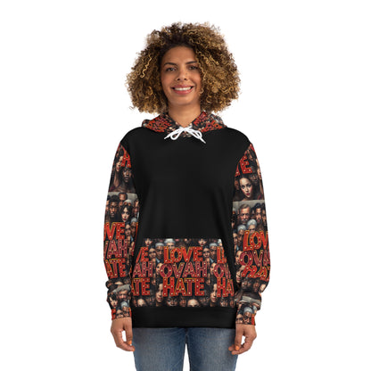 Love Ovah Hate Multicultural Fashion Hoodie - Vibrant and Bold Streetwear for Fashion Enthusiasts