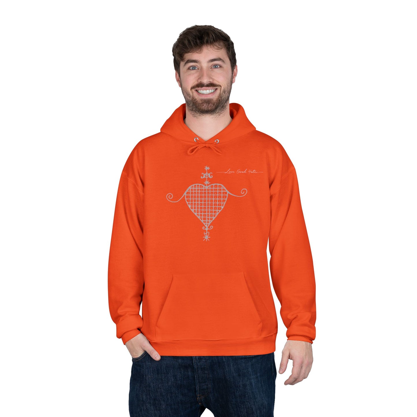 Love Ovah Hate Hoodie — Heart Grid Pullover
