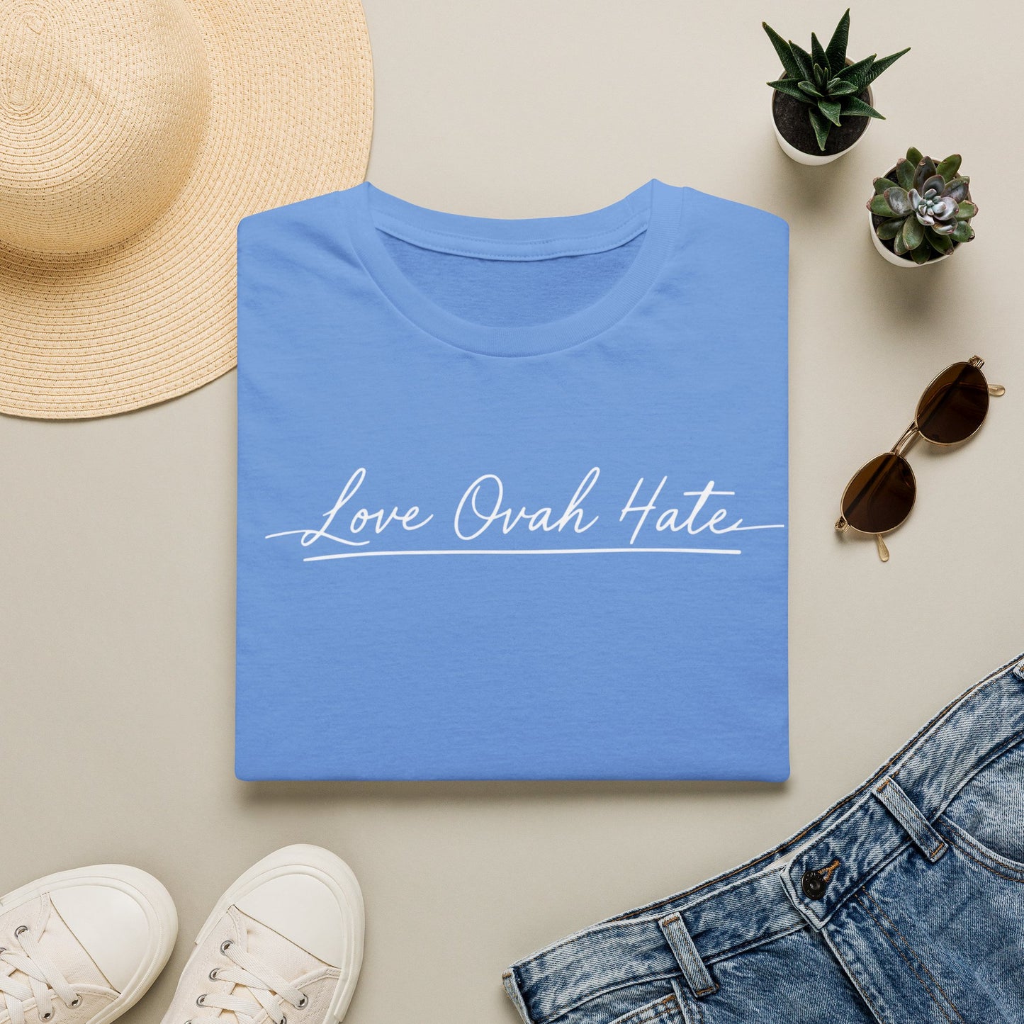 Love Ovah Hate T-Shirt — Handwritten Script Love Tee