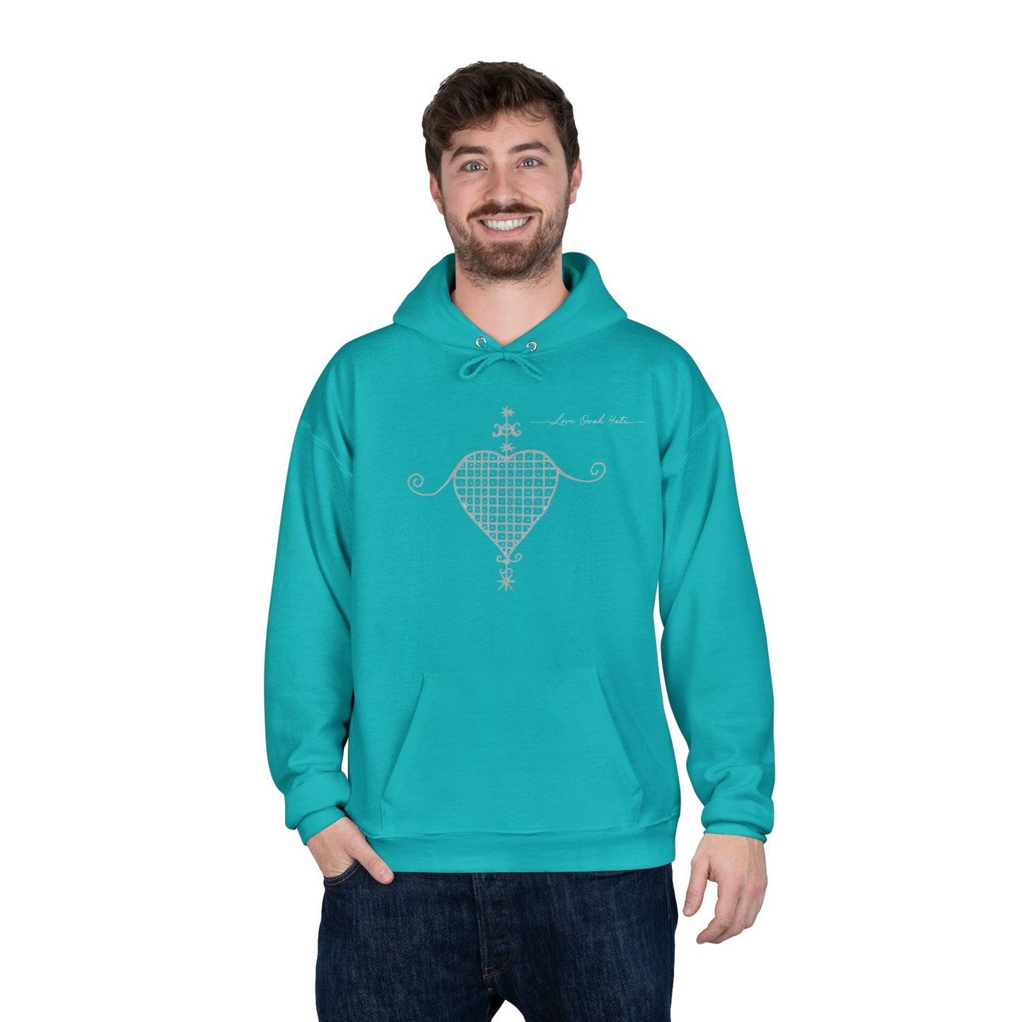 Love Ovah Hate Hoodie — Heart Grid Pullover