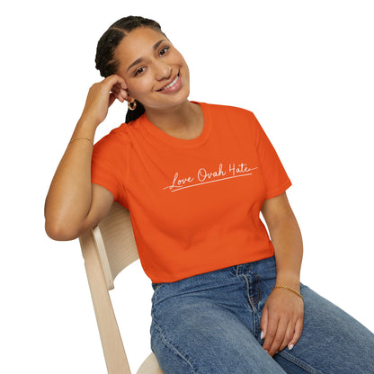 Love Ovah Hate T-Shirt — Handwritten Script Love Tee