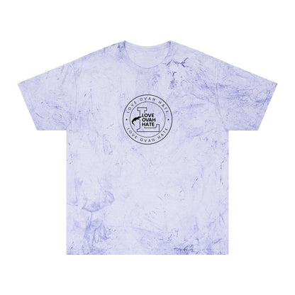 Love Ovah Hate Color Blast T-Shirt - Vibrant Tee for Casual Outings and Summer Gatherings.
