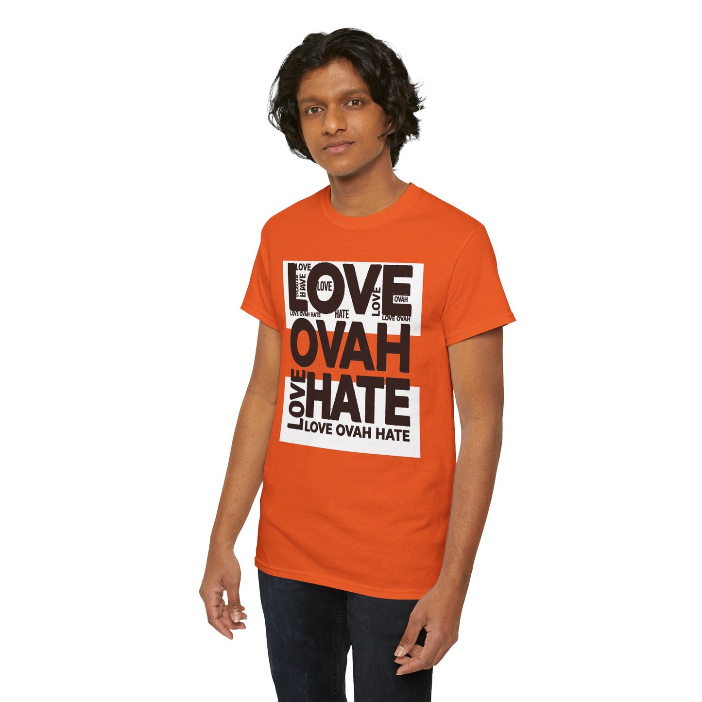 LOVE OVAH HATE— Bold Red & Black Statement Shirt