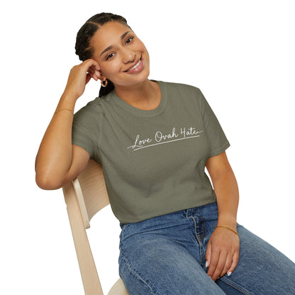 Love Ovah Hate T-Shirt — Handwritten Script Love Tee