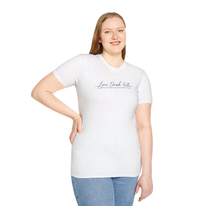 Love Ovah Hate T-Shirt — Handwritten Script Love Tee