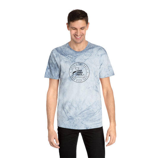 Love Ovah Hate Color Blast T-Shirt - Vibrant Tee for Casual Outings and Summer Gatherings.