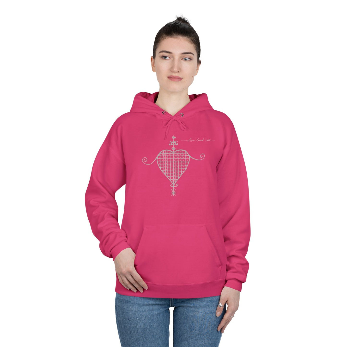 Love Ovah Hate Hoodie — Heart Grid Pullover