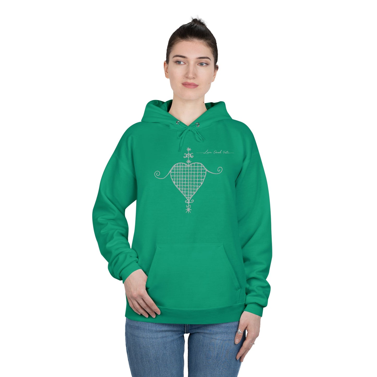Love Ovah Hate Hoodie — Heart Grid Pullover