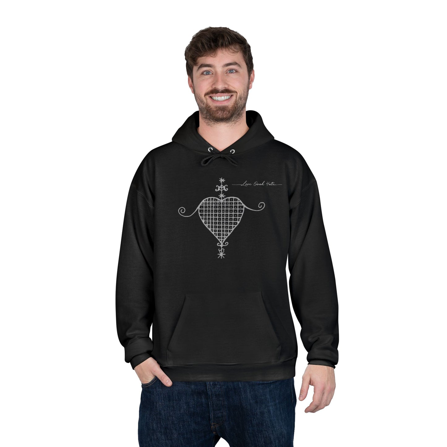 Love Ovah Hate Hoodie — Heart Grid Pullover