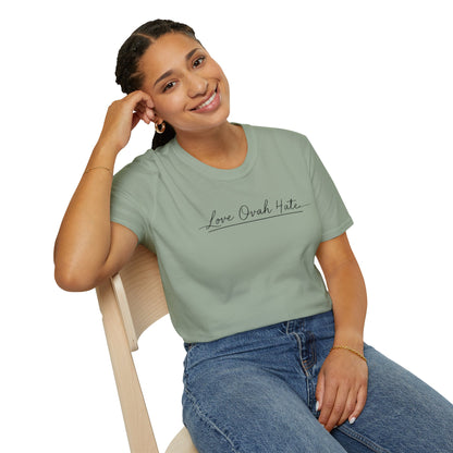 Love Ovah Hate T-Shirt — Handwritten Script Love Tee