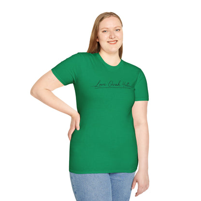 Love Ovah Hate T-Shirt — Handwritten Script Love Tee