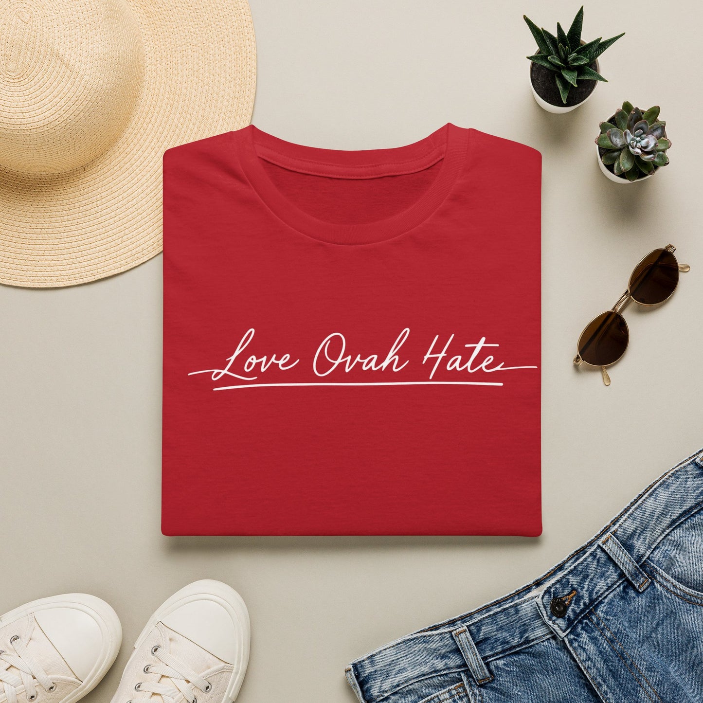 Love Ovah Hate T-Shirt — Handwritten Script Love Tee