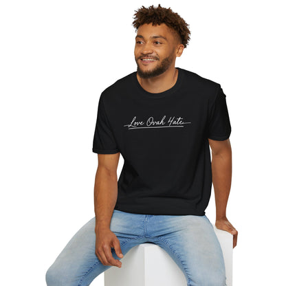 Love Ovah Hate T-Shirt — Handwritten Script Love Tee