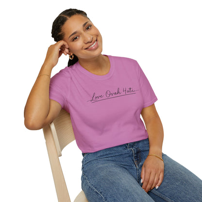 Love Ovah Hate T-Shirt — Handwritten Script Love Tee