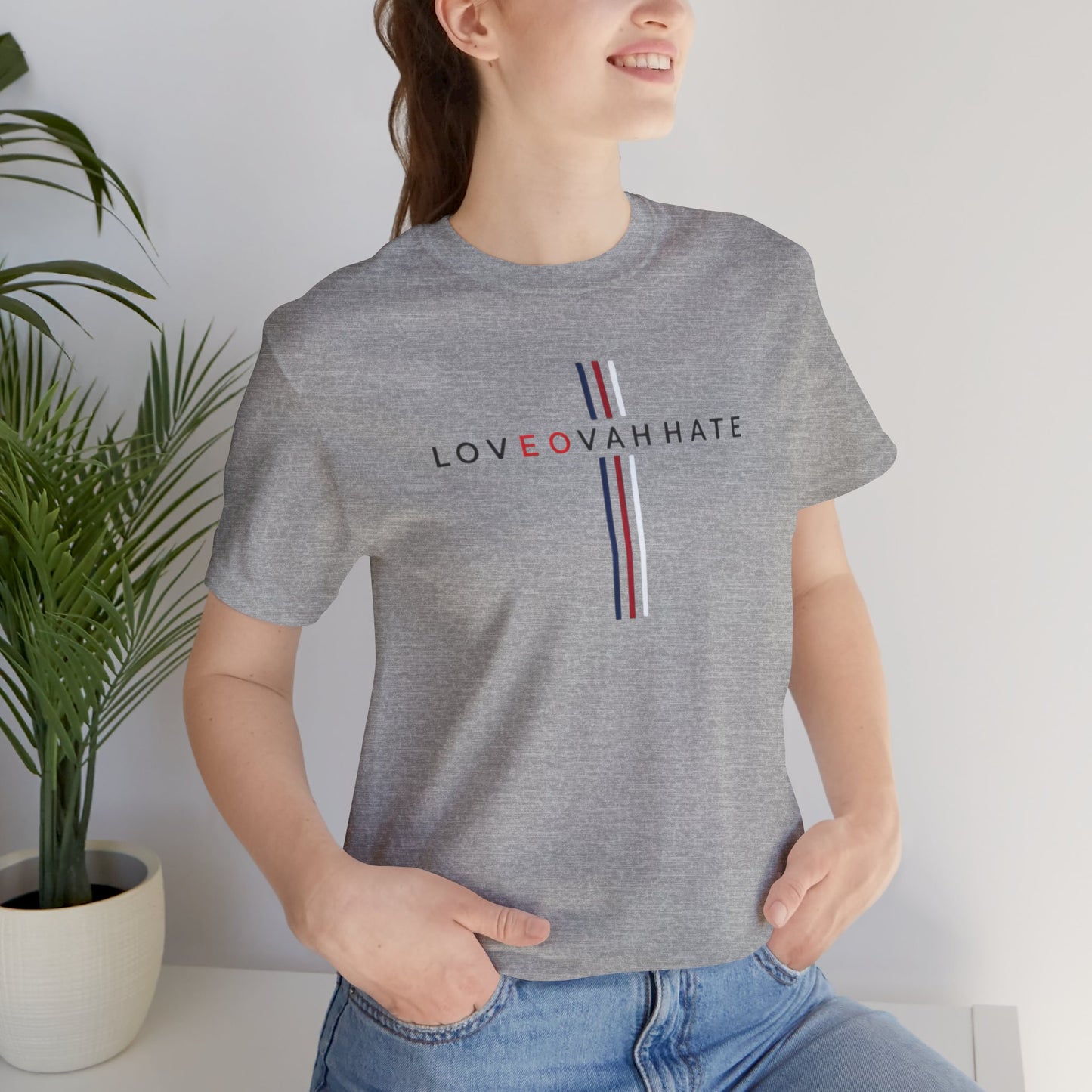 LOVEOVAHHATE Vertical Cross Graphic Tee