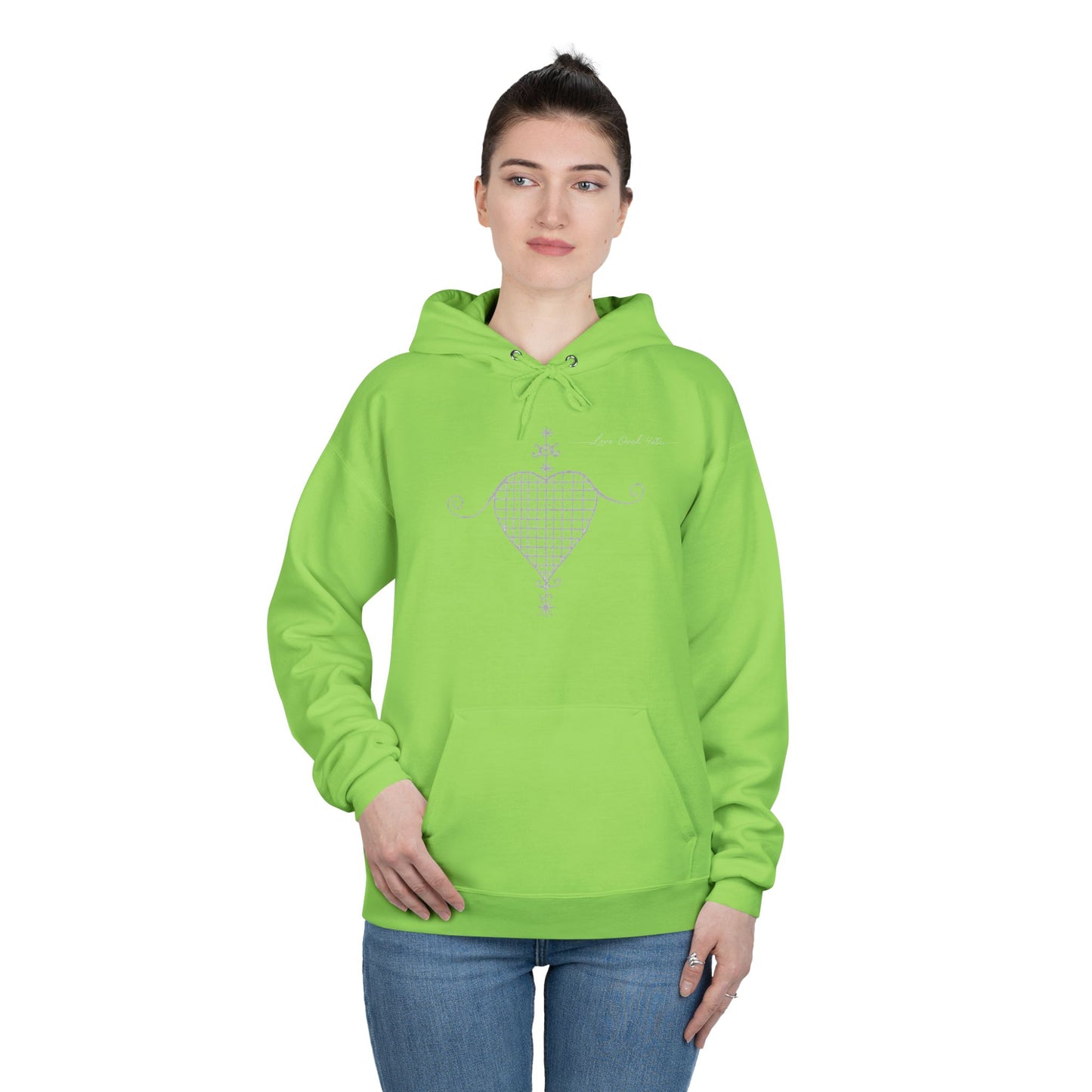 Love Ovah Hate Hoodie — Heart Grid Pullover