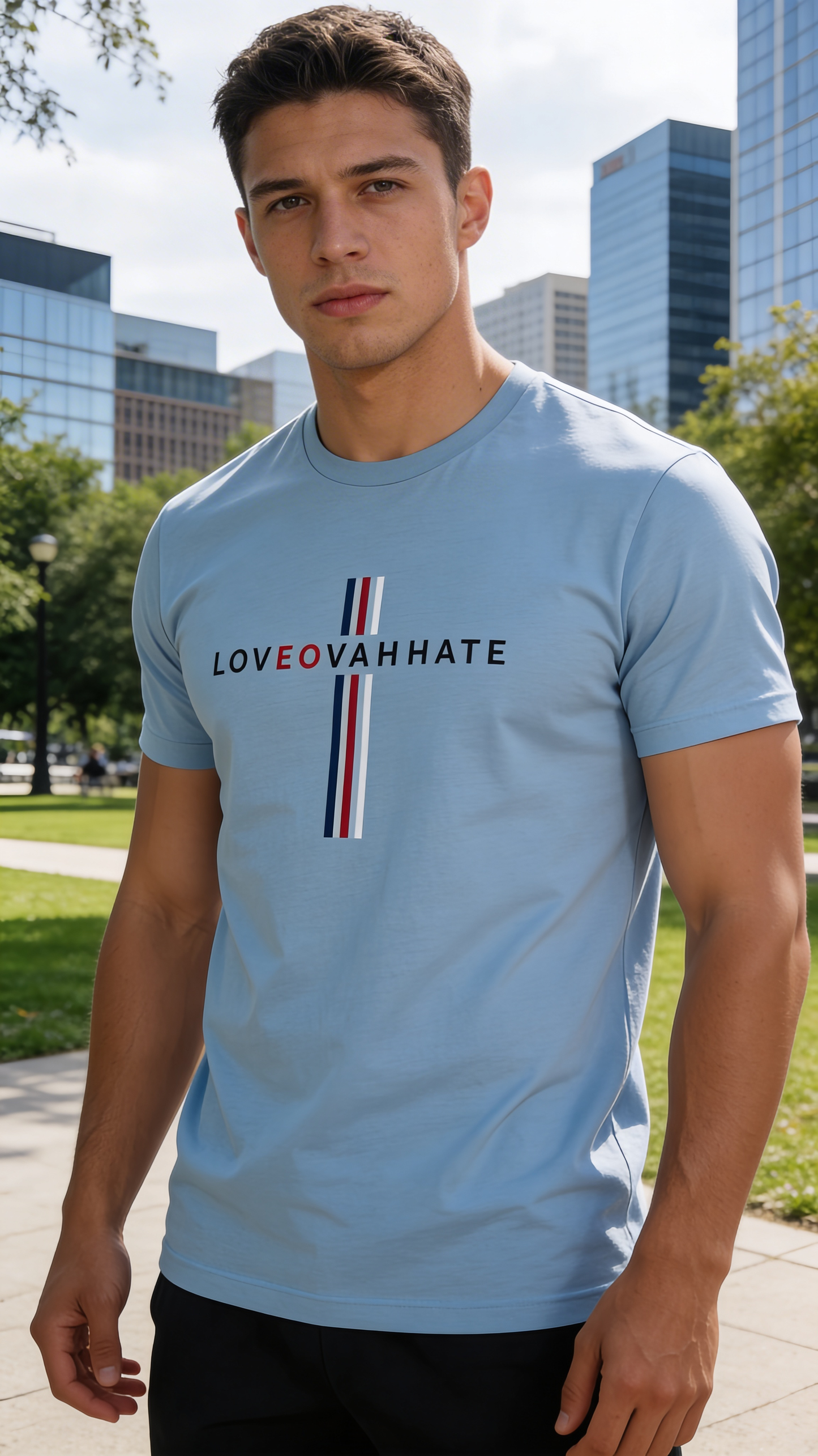 LOVEOVAHHATE Vertical Cross Graphic Tee