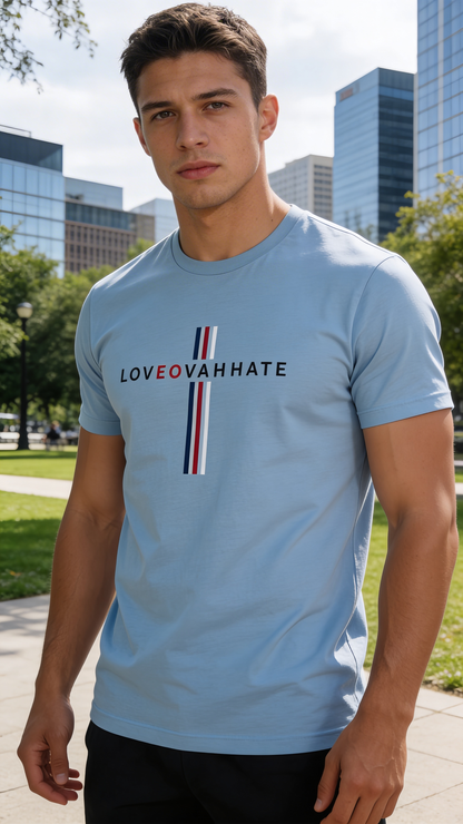 LOVEOVAHHATE Vertical Cross Graphic Tee
