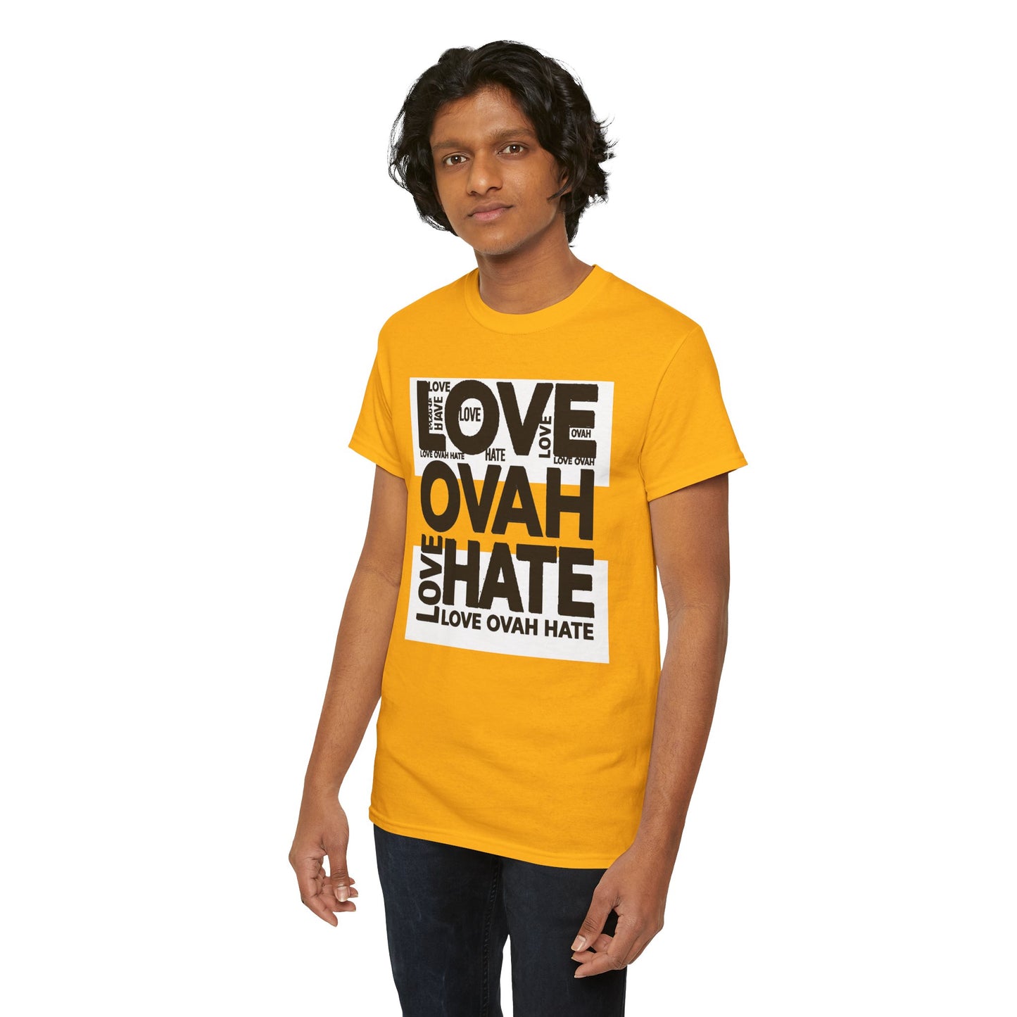LOVE OVAH HATE— Bold Red & Black Statement Shirt
