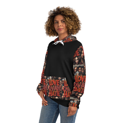 Love Ovah Hate Multicultural Fashion Hoodie - Vibrant and Bold Streetwear for Fashion Enthusiasts