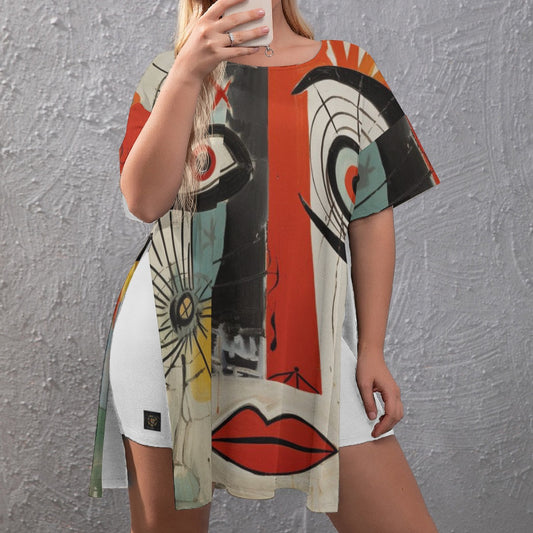 Love Ovah Hate Women's Oversized Jersey Shirt and Shorts Set Comfort Fit
