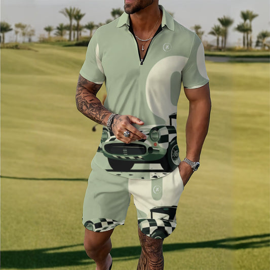 Love Ovah Hate Men's Zip-Up Polo Neck Sportswear Set