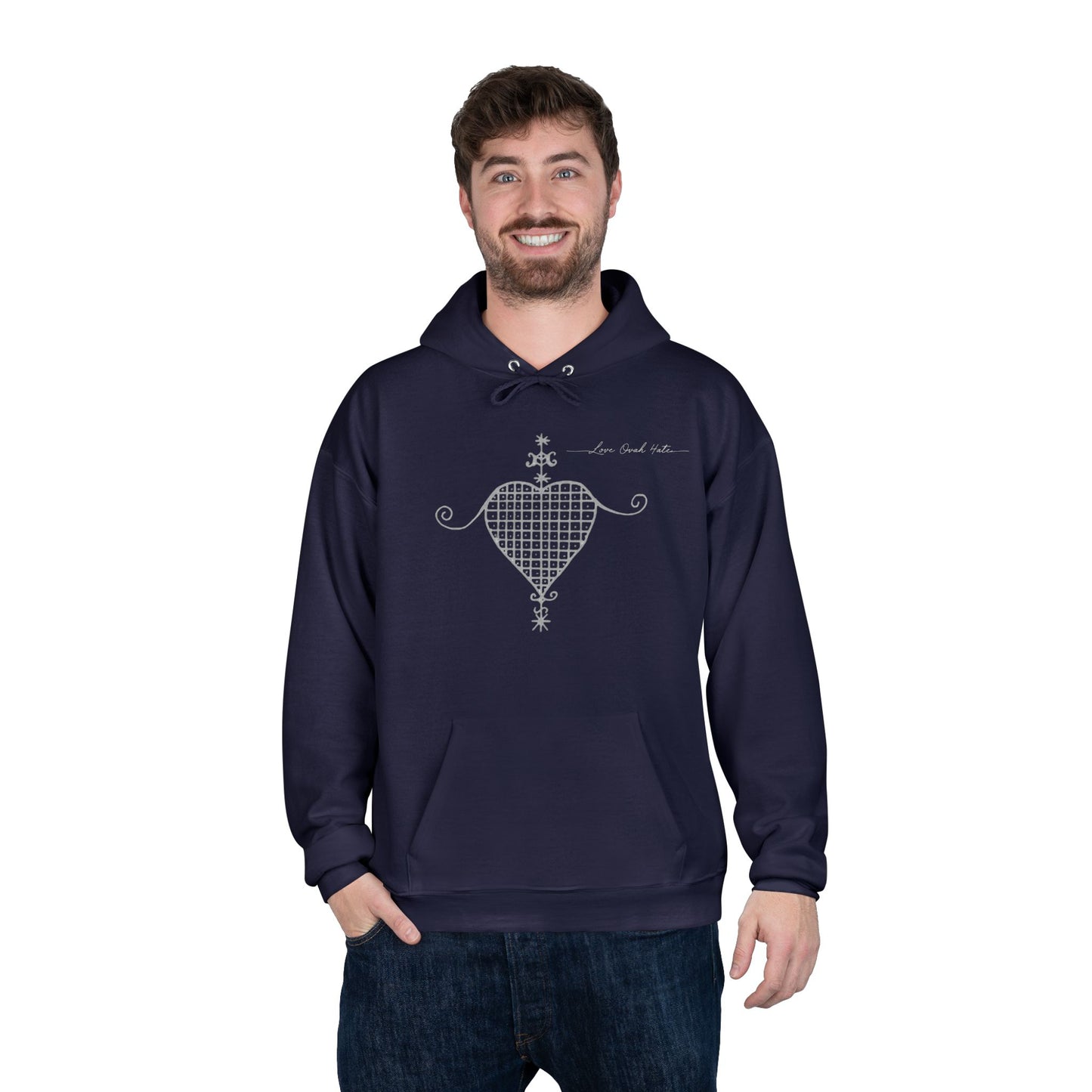 Love Ovah Hate Hoodie — Heart Grid Pullover