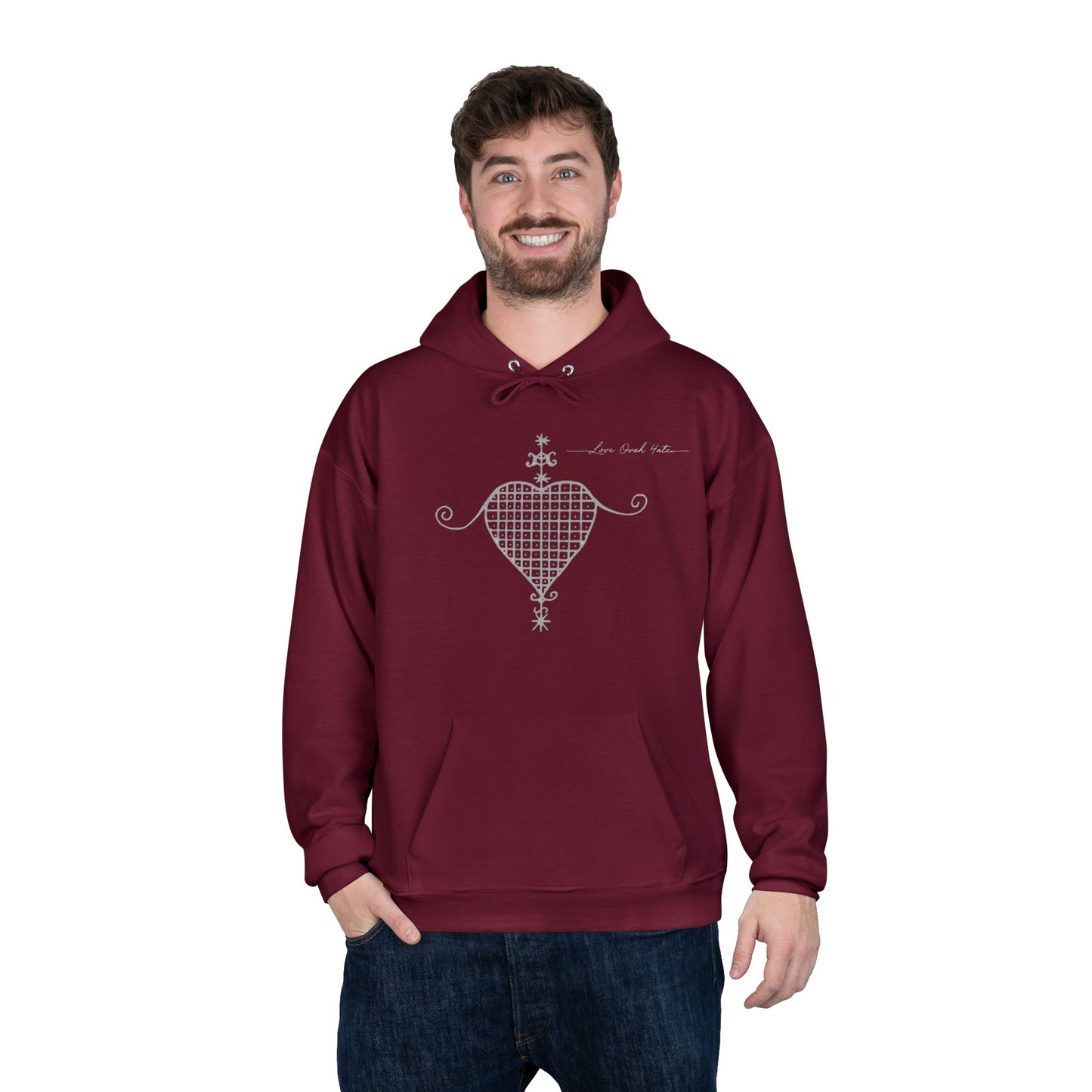 Love Ovah Hate Hoodie — Heart Grid Pullover