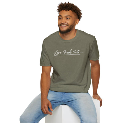 Love Ovah Hate T-Shirt — Handwritten Script Love Tee