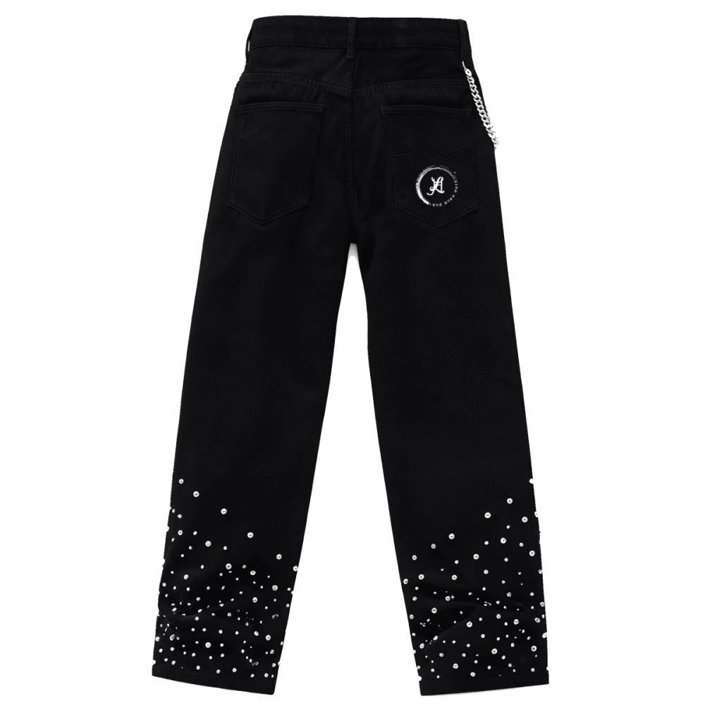 Love Ovah Hate Rhinestone Relaxed Straight-Leg Jeans