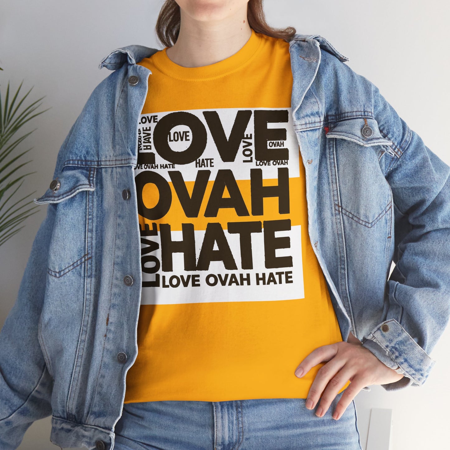LOVE OVAH HATE— Bold Red & Black Statement Shirt