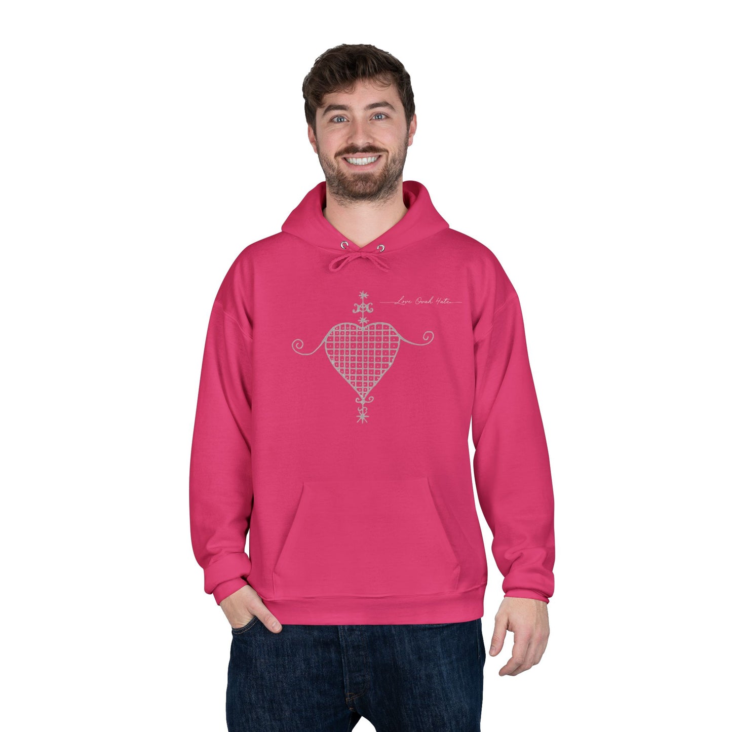 Love Ovah Hate Hoodie — Heart Grid Pullover