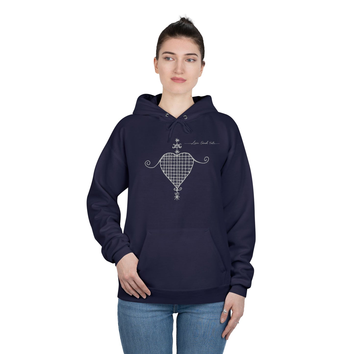 Love Ovah Hate Hoodie — Heart Grid Pullover